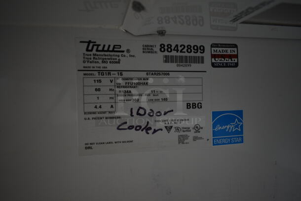 2016 True TG1R-2S ENERGY STAR Stainless Steel Commercial Single Door Reach In Cooler w/ Poly Coated Racks. 115 Volts, 1 Phase. Tested and Working! - Image 5 of 5