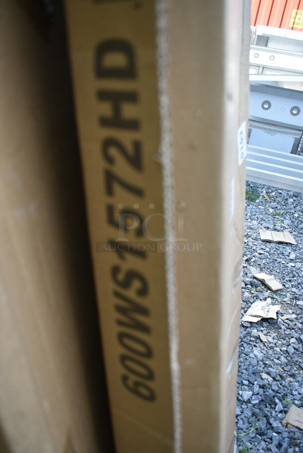 2 BRAND NEW SCRATCH AND DENT! Items; Regency 600WS1572HD 16 Gauge Stainless Steel 15" x 72" Heavy-Duty Solid Wall Shelf and 600STPR20KD 20 Pan Aluminum Steam Table Pan Rack - Unassembled. 2 Times Your Bid! May Be Missing Pieces. - Image 2 of 3