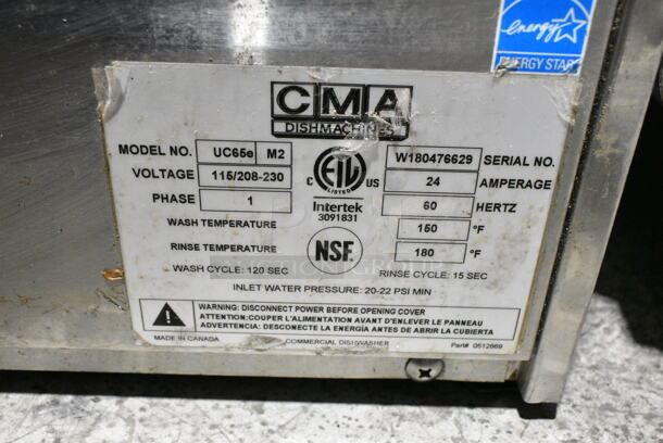 CMA UC65e ENERGY STAR Stainless Steel Commercial Undercounter Dishwasher. 115/208-230 Volts, 1 Phase.  - Image 7 of 7
