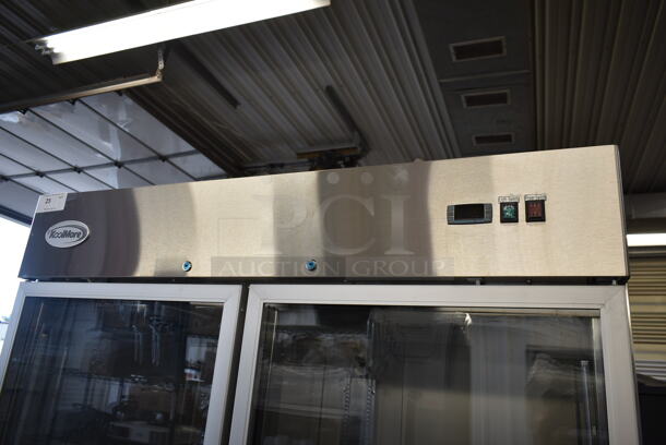 BRAND NEW SCRATCH AND DENT! 2023 KoolMore RIR-2D-GD Stainless Steel Commercial 2 Door Reach In Cooler Merchandiser w/ Poly Coated Racks. 115 Volts, 1 Phase. Tested and Working! - Image 2 of 8