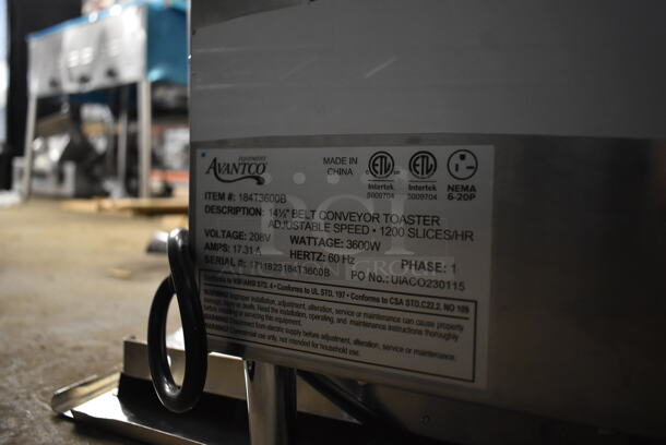 BRAND NEW SCRATCH AND DENT! Avantco 184T3600B Stainless Steel Commercial Countertop Conveyor Toaster Oven. 208 Volts, 1 Phase.  - Image 5 of 5