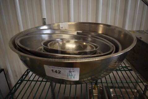 14 Various Metal Bowls. Includes 21x21x7. 14 Times Your Bid!