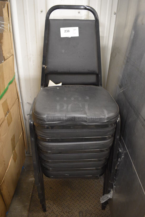 6 Black Metal Stackable Banquet Dining Chairs. 18x20x34. 6 Times Your Bid! - Image 1 of 3