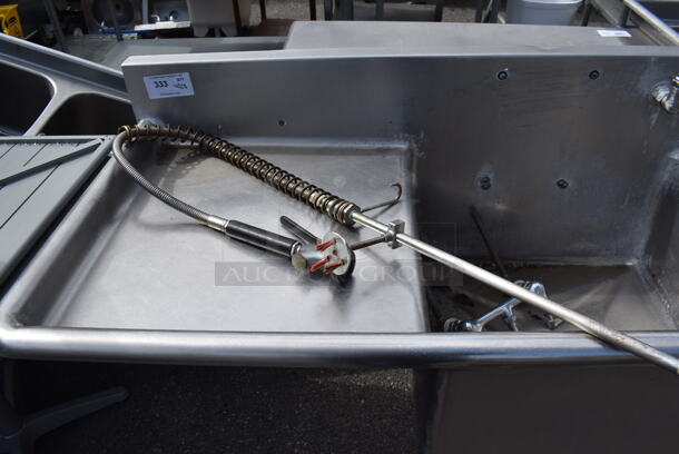 Stainless Steel Commercial 2 Bay Sink w/ Left Side Drain Board, Faucet, Handles and Spray Nozzle Attachment. Bays 24x24x12. Drain Board 22x24x1 - Image 4 of 5