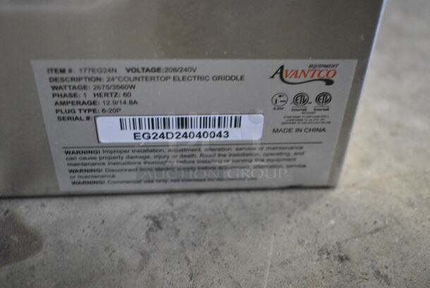 BRAND NEW SCRATCH AND DENT! Avantco 177EG24N Stainless Steel 24" Electric Countertop Griddle - 208/240 Volts, 1 Phase.  - Image 5 of 5