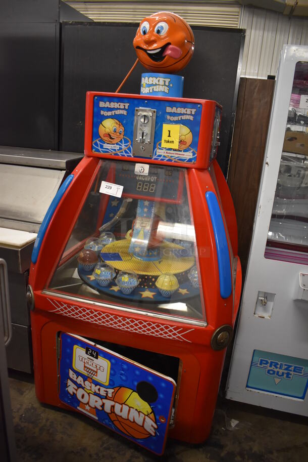 Metal Commercial Floor Style Basket Fortune Arcade Game. 42x42x76. Tested and Working!