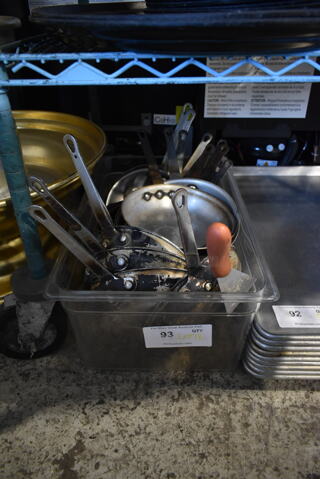 ALL ONE MONEY! Lot of Various Items Including Metal Skillets in Clear Poly Bin