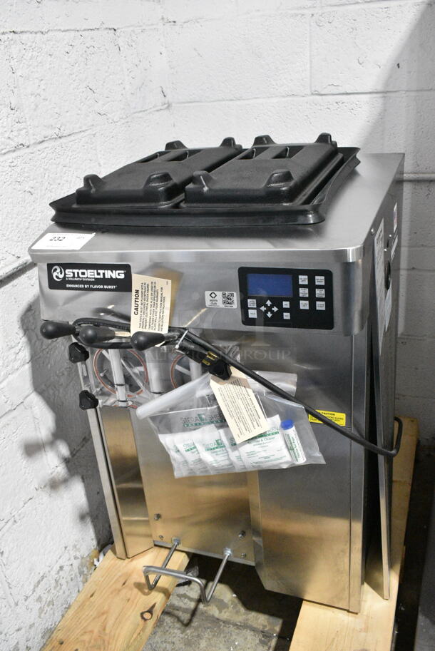 BRAND NEW SCRATCH AND DENT! 2024 Stoelting F131-38I2-SAMS Stainless Steel Commercial Air Cooled Countertop 2 Flavor w/ Twist Soft Serve Ice Cream Machine. 208-240 Volts, 1 Phase. - Image 2 of 7