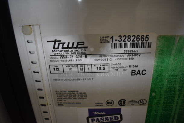 True TSSU-72-30M-B Stainless Steel Commercial Sandwich Salad Prep Table Bain Marie Mega Top w/ Over Shelf on Commercial Casters. 115 Volts, 1 Phase. 72x34x59. Tested and Working! - Image 5 of 9