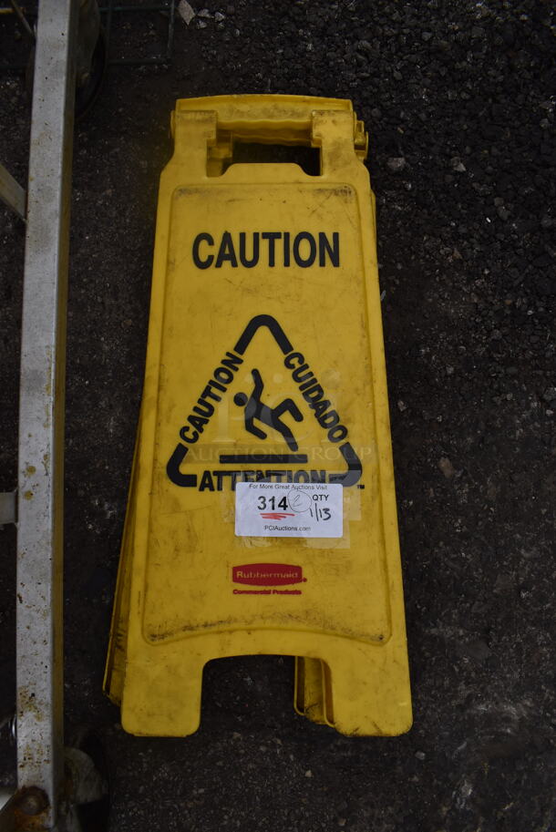 2 Rubbermaid Yellow Poly Wet Floor Caution Signs. 12x1x26. 2 Times Your Bid!