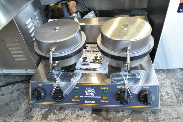 BRAND NEW SCRATCH AND DENT! 2023 Carnival King 382WCM2 8" Non-Stick Double Waffle Cone Maker. 120 Volts, 1 Phase. Tested and Working! - Image 2 of 9