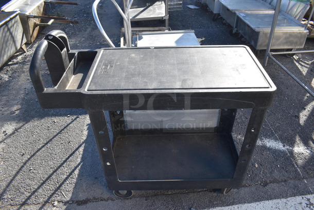 Rubbermaid Black Poly 2 Tier Cart on Commercial Casters. 17x39x39 - Image 1 of 4