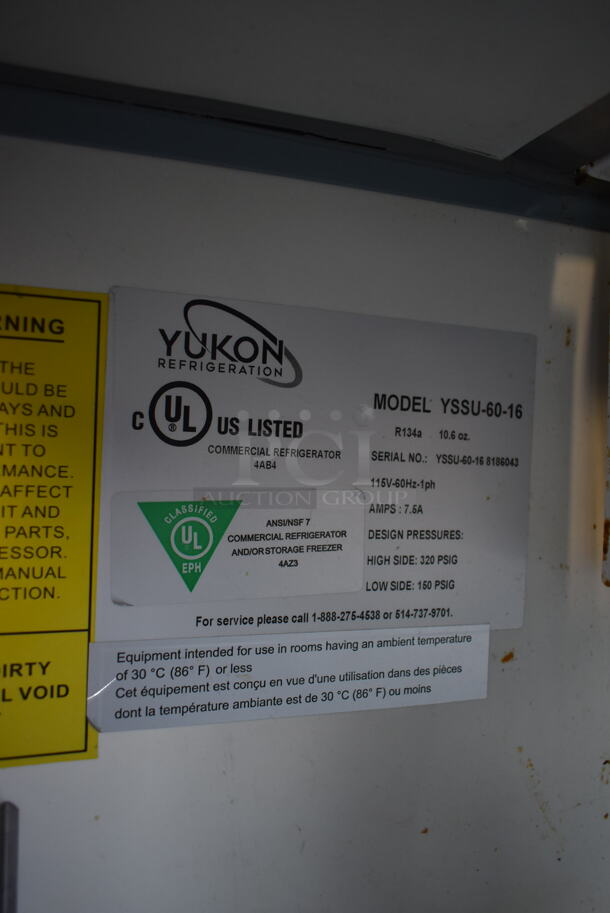 Yukon YSSU-60-16 Stainless Steel Commercial Prep Table w/ Sneeze Guard on Commercial Casters. 115 Volts, 1 Phase. Tested and Working! - Image 8 of 8