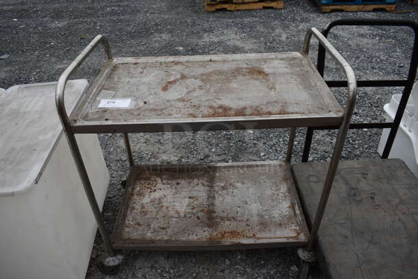 Metal 2 Tier Cart w/ Push Handles on Commercial Casters. 34x21x37