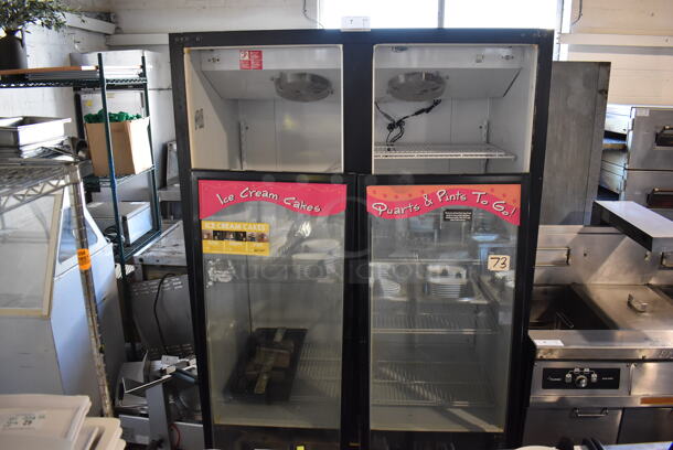 Master-Bilt BLG-48HD Metal Commercial 2 Door Reach In Freezer Merchandiser. Doors Need To Be Reattached. 208-230 Volts, 1 Phase. 52x32x80 - Image 1 of 7