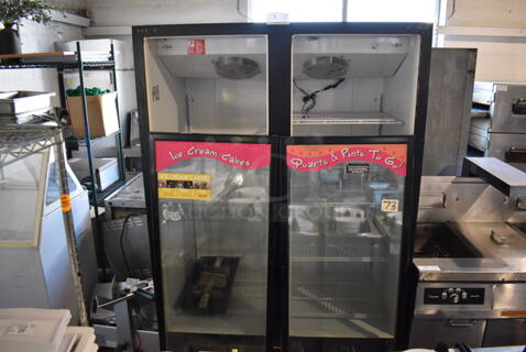 Master-Bilt BLG-48HD Metal Commercial 2 Door Reach In Freezer Merchandiser. Doors Need To Be Reattached. 208-230 Volts, 1 Phase. 52x32x80