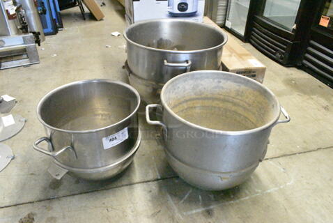 3 Metal Mixing Bowls Including Hobart VMLH30 30 Quart, 40SSAT, Hobart VML80 80 Quart. 3 Times Your Bid! 