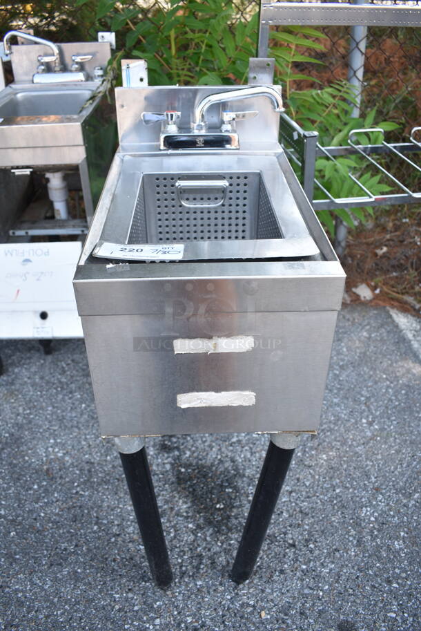 Stainless Steel Single Bay Sink w/ Faucet and Handles.  - Image 1 of 5
