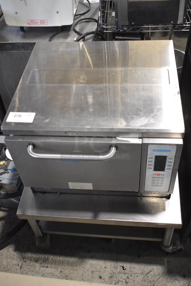 Turbochef NGC Stainless Steel Commercial Countertop Electric Powered Rapid Cook Oven on Stainless Steel Equipment Stand w/ Commercial Casters. Missing 2 Casters. 208/240 Volts, 1 Phase. - Image 2 of 7