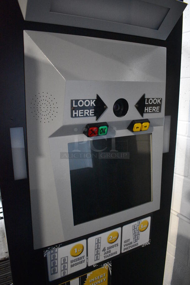 Metal Commercial Floor Style Photo Booth. 37x29x78. Tested and Powers On - Image 3 of 7