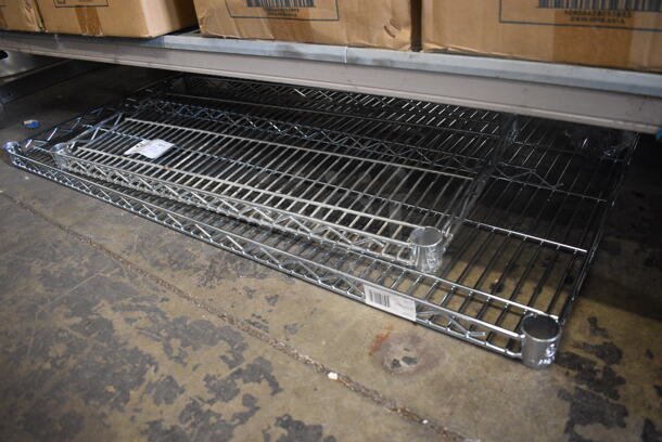 ALL ONE MONEY! Lot of 2 Various Chrome Finish Wires Shelves! 14x30x1.5, 24x42x1.5 