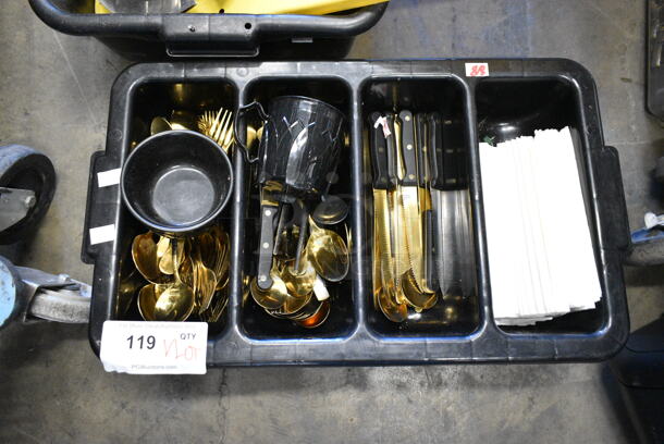 ALL ONE MONEY! Lot of Various Items Including Knives, Metal Lid and Silverware Bins.  - Image 3 of 7
