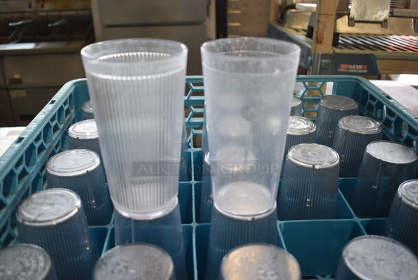 ALL ONE MONEY! Lot of 138 Various Clear Beverage Tumblers, 7 Caddies and Dish Caddy Dolly! 3.5x3.5x6, 19.5x19.5x6 - Image 4 of 6