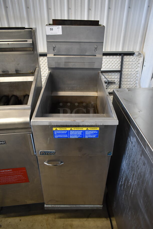 2017 Pitco Frialator 40D Stainless Steel Commercial Floor Style Natural Gas Powered Deep Fat Fryer. 115,000 BTU.  - Image 1 of 6
