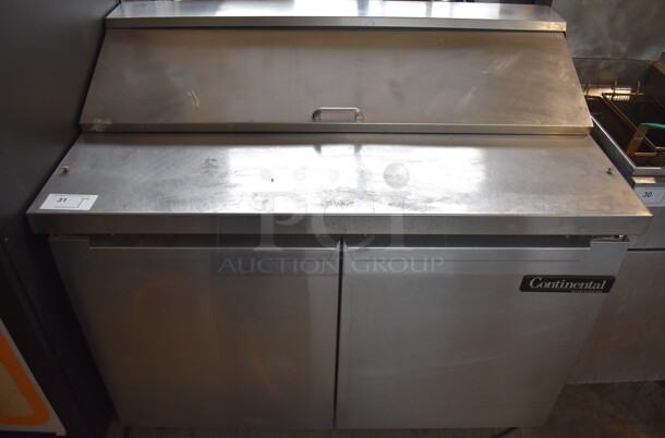 Continental SW48-12 Stainless Steel Commercial Sandwich Salad Prep Table Bain Marie Mega Top on Commercial Casters. 115 Volts, 1 Phase. 48x31x42. Tested and Working! - Image 1 of 7