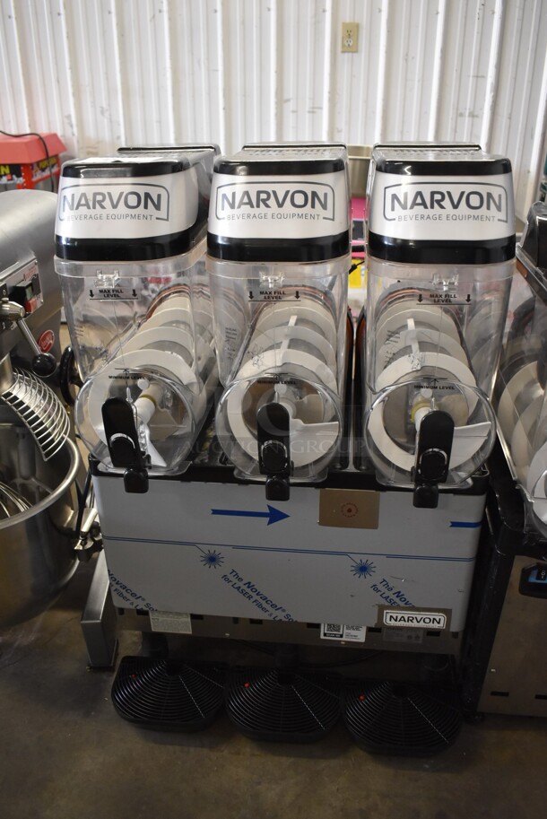 2022 Narvon 378SM3 Metal Commercial Countertop 3 Hopper Slushie Machine. 120 Volts, 1 Phase. 24x20x36. Tested and Powers On But Does Not Get Cold - Image 1 of 9