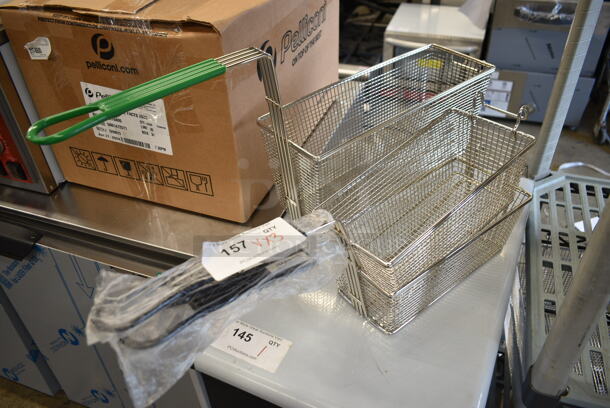 3 BRAND NEW SCRATCH AND DENT! Various Metal Fry Baskets. 5.5x23x9, 5.5x29x12.5. 3 Times Your Bid!  - Image 1 of 6