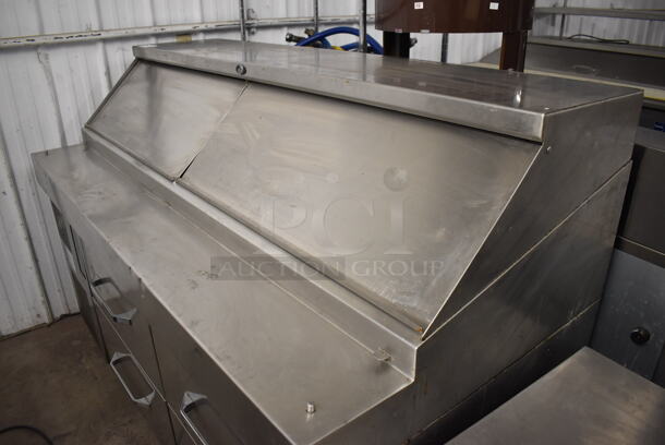 Randell Stainless Steel Commercial Sandwich Salad Prep Table Bain Marie Meta Top w/ 4 Drawers on Commercial Casters. 72x34x28. Tested and Working! - Image 3 of 8
