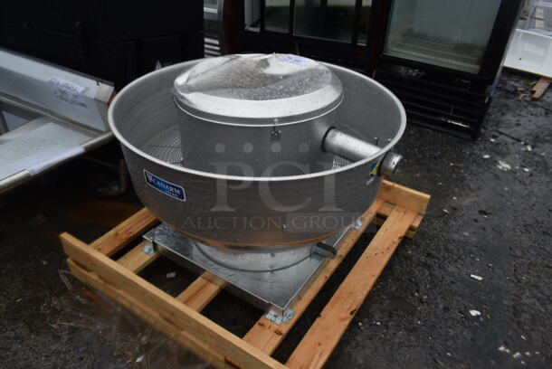 BRAND NEW SCRATCH AND DENT! Canarm ALX165-UD-EC 16 1/2" Variable Speed Upblast Direct Drive Metal Commercial Rooftop Mushroom Exhaust Fan. 120/208-240 Volts, 1 Phase.  - Image 5 of 6