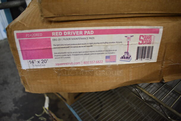 ALL ONE MONEY! Lot of Metal Grate and 2 Boxes of Red Driver Pads for Floor Scrubber.  - Image 5 of 5