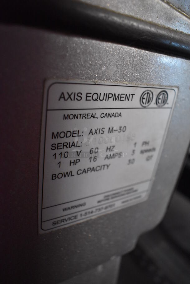 Axis M-30 Metal Commercial 30 Quart Planetary Dough Mixer w/ Stainless Steel Mixing Bowl and Bowl Guard. 110 Volts, 1 Phase. 21x24x45. Tested and Powers On - Image 6 of 8