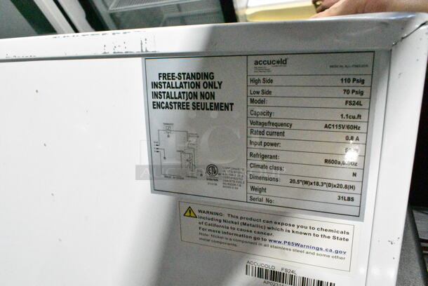 Accucold FS24L Mini Freezer. 115 Volts, 1 Phase. Tested and Does Not Power On - Image 4 of 4