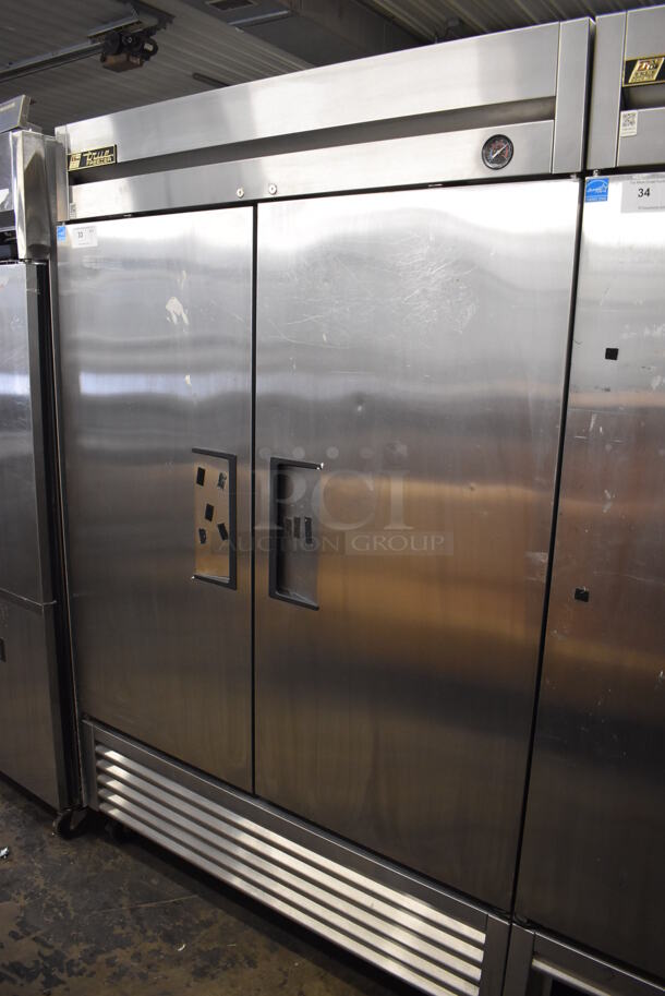 2013 True T-49F ENERGY STAR Stainless Steel Commercial 2 Door Reach In Freezer w/ Poly Coated Racks on Commercial Casters. 115 Volts, 1 Phase. 54x30x83. Tested and Working! - Image 2 of 6