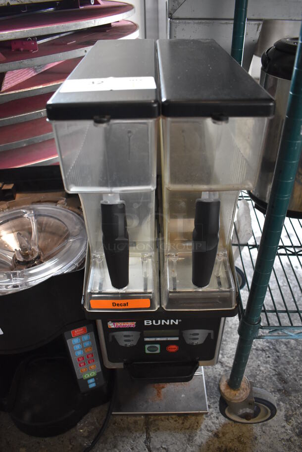 2014 Bunn MHG Stainless Steel Commercial Countertop 2 Hopper Coffee Bean Grinder. 120 Volts, 1 Phase. Tested and Working!