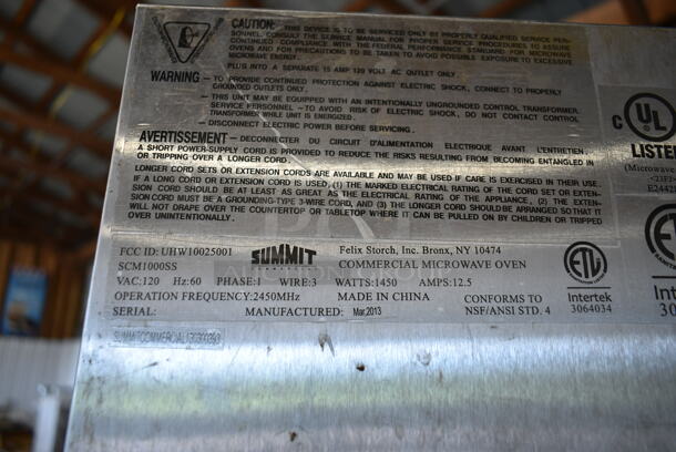 Summit SCM1000SS Stainless Steel Countertop Microwave Oven. 120 Volts, 1 Phase.  - Image 3 of 3