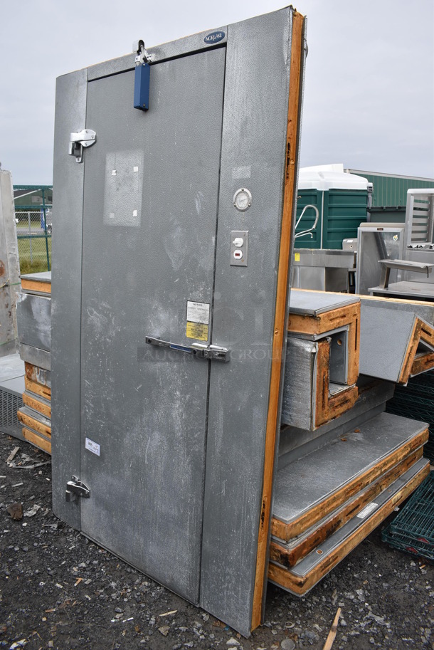 Norlake 6'x6'x7' SELF CONTAINED Walk In Cooler Box w/ Floor, Norlake CPB0501C-A Condenser and Copeland ASE35C4-CAA-959 Compressor. 115 Volts, 1 Phase.
