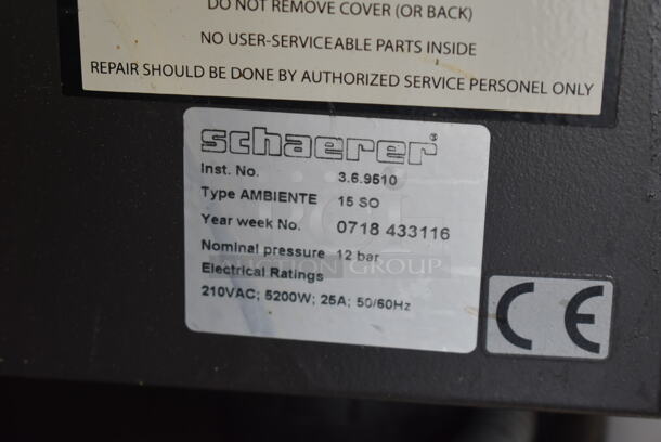 Schaerer Ambiente Stainless Steel Commercial Countertop Coffee Espresso Machine w/ 2 Hoppers and Steam Wand. 210 Volts.  - Image 8 of 10