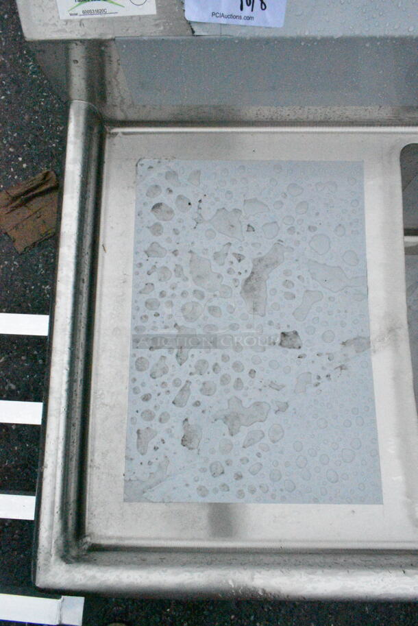 BRAND NEW SCRATCH AND DENT! Regency 600S31620C 57" 16 Gauge Stainless Steel Three Compartment Commercial Corner Sink with 2 Drainboards - 16" x 20" x 14" Bowls. No Legs.  - Image 9 of 10