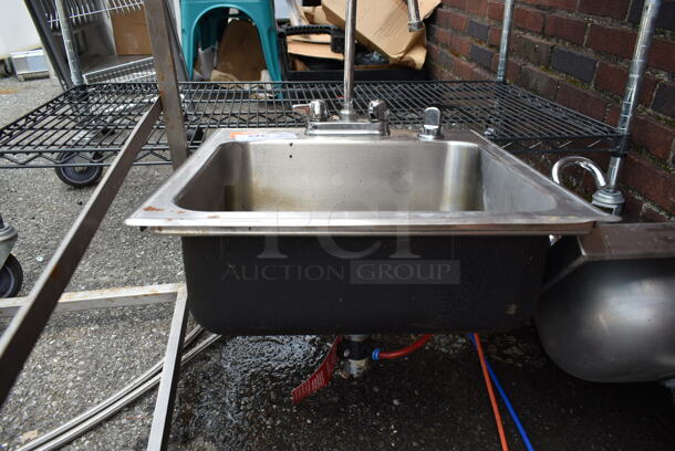 Stainless Steel Commercial Single Bay Drop In Sink w/ Faucet and Handles.  - Image 2 of 5