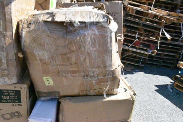 18 BRAND NEW Boxes Including 612PIEBL10DEEP Baker's Lane 9 5/8" x 1 3/16" Deep Foil Pie Pan - 500/Case, 130WHSPOONH Choice White Heavy Weight Wrapped Plastic Teaspoon - 1000/Case, 2 Box Dart 90MFPPHT1 ProPlanet 9" x 8 13/16" x 3" White Mineral-Filled 1 Compartment Hinged Lid Takeout Container - 150/Case, 127CH32 Choice 32 oz. Clear RPET Hinged Deli Container - 200/Case, 795PTOKFT8 Choice Kraft Microwavable Folded Paper #8 Take-Out Container 6" x 4 3/4" x 2 1/2" - 300/Case, 130IC8PCLW1M Choice Kraft Microwavable Folded Paper #8 Take-Out Container 6" x 4 3/4" x 2 1/2" - 300/Case, 2 Box 612OB15LBSH Choice 1.5 lb. Oblong Shallow Foil Take-Out Container - 500/Case, 24510102WBK 10" x 10" x 2 1/2" Kraft Auto-Popup Window Bakery Box - 200/Bundle. 18 Times Your Bid! - Image 12 of 12