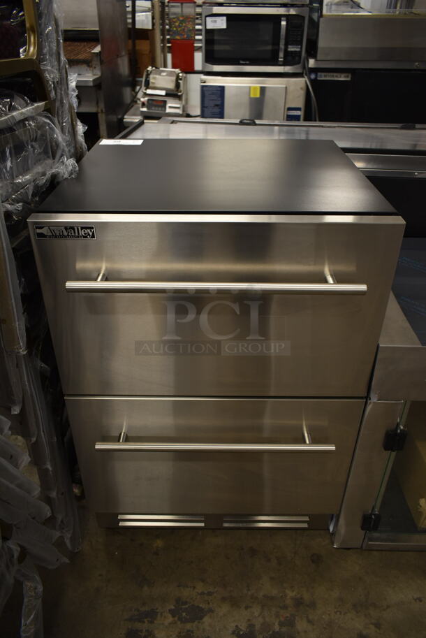 BRAND NEW SCRATCH AND DENT! AvaValley 342BDR84SZ Stainless Steel Commercial 2 Drawer Wine Chiller Cooler. 115 Volts, 1 Phase. Tested and Working!