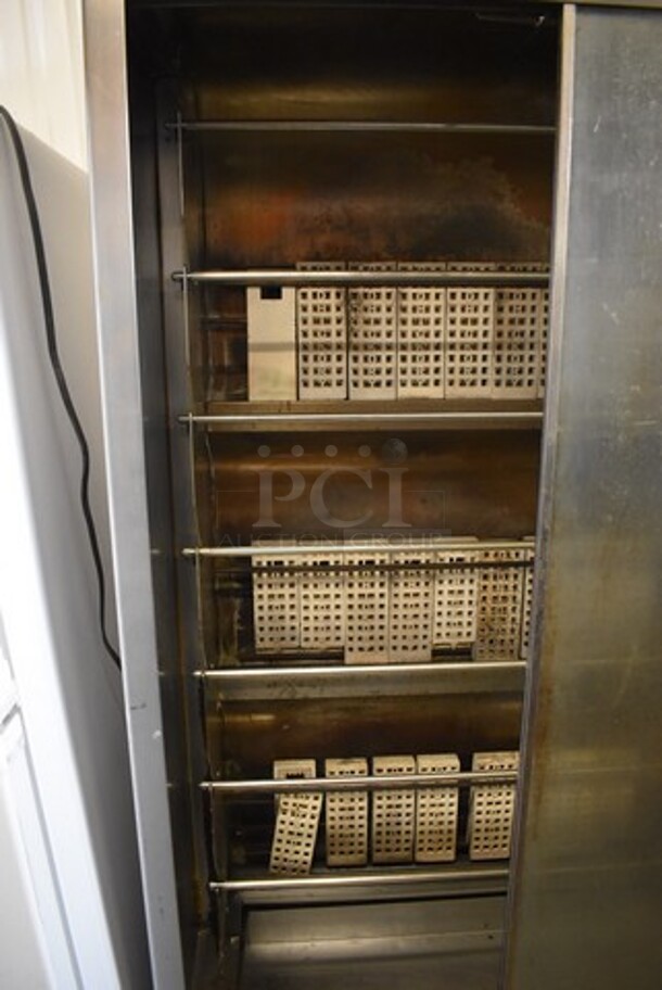 Olde Hickory Stainless Steel Commercial Natural Gas Powered 7 Spit Rotisserie Oven on Commercial Casters. 45x23x75 - Image 5 of 10