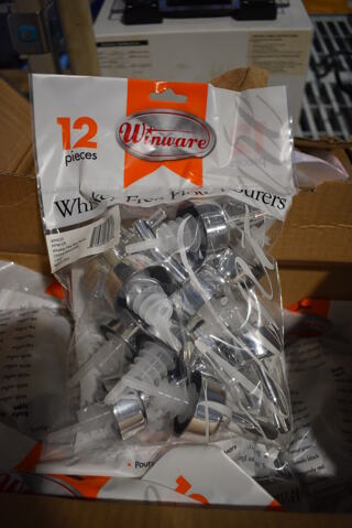 Box of BRAND NEW! Winco PPW-R Whiskey Free Flow Pourers. 48 Dozen