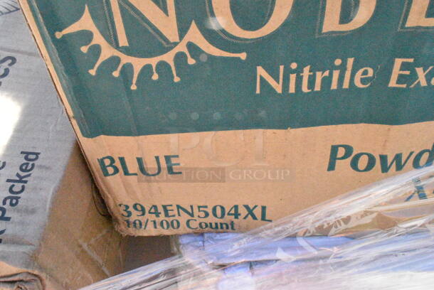 34 BRAND NEW Boxes Including 394EN504XL Noble Products Powder-Free Disposable Blue Exam Grade Nitrile 4 Mil Thick Textured Gloves - Extra Large - 1000/Case, 4339BULK Choice 9" White Uncoated Paper Plate - 1000/Case, 394365L Noble Products Powder-Free Disposable Clear Vinyl Gloves for Foodservice - Large - 1000/Case, 130BKSSPOONH Choice Black Heavy Weight Plastic Soup Spoon - 1000/Case, 760SOUP8WPL Choice 8 oz. White Double Poly-Coated Paper Food Cup with Vented Plastic Lid - 250/Case, 129MCS28B Choice 28 oz. Black Rectangular Microwavable Heavy Weight Container with Lid 8 3/4" x 6 1/4" x 1 3/4" - 150/Case, 395TO961 EcoChoice 9" x 6" x 3" Compostable Sugarcane / Bagasse 1 Compartment Take-Out Container - 200/Case, 2 Box 394365XL Noble Products Powder-Free Disposable Clear Vinyl Gloves for Foodservice - Extra Large - 1000/Case, 5012433M1 Lavex Li'l Herc 12-16 Gallon 0.9 Mil 24" x 32" Low Density Medium-Duty Black Can Liner / Trash Bag - 250/Case, 186CVBZ310 VacPak-It 6" x 10" Chamber Vacuum Packaging Bags with Zipper 3 Mil - 1000/Case, Solo 626TS Clear Flat Lid with Straw Slot - 1000/Case, 500TW5 Choice 5 oz. Translucent Thin Wall Plastic Cold Cup - 2500/Case. 34 Times Your Bid! - Image 2 of 12