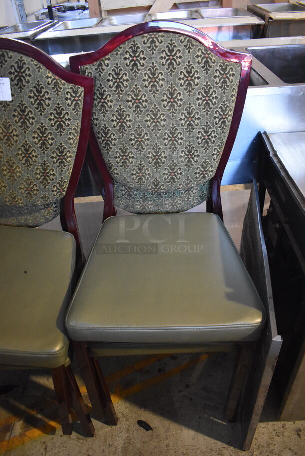 4 Brown Metal Dining Chairs w/ Green Cushion. Stock Picture - Cosmetic  Condition May Vary. 16x19x37. 4 Times Your Bid! - Image 1 of 4