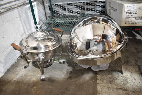 2 BRAND NEW! Stainless Steel Round Chafer. 19x24x11, 14x28x10. 2 Times Your Bid!